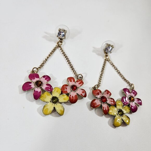 Betsey Johnson vintage flower dangle earrings - Picture 3 of 4